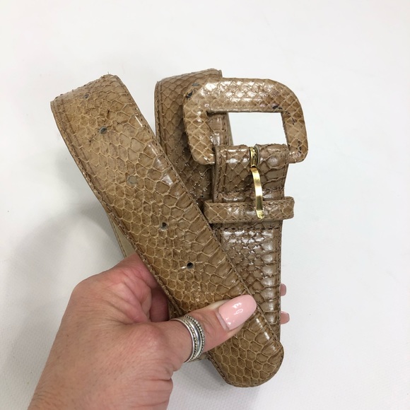 Axiom genuine snake skin cream leather belt size L - Picture 1 of 8